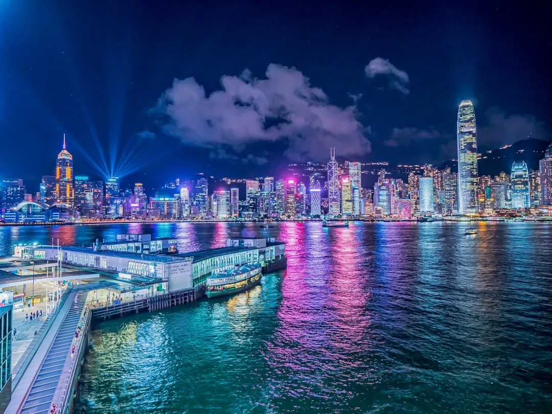 Jadwal live draw HK 4D - Hongkong skyline night cityscape, daily draw 23:00 WIB