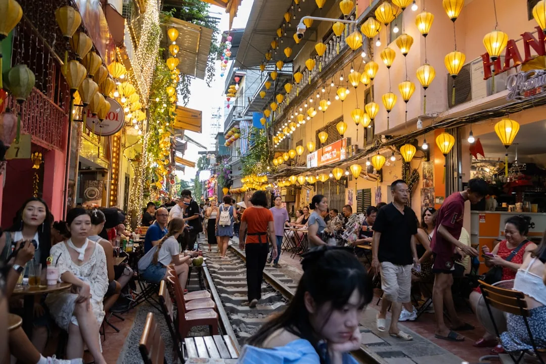 Afternoon VNM 4D draw schedule - a street in Hanoi's Old Quarter, Vietnam, daily at 16:30 WIB